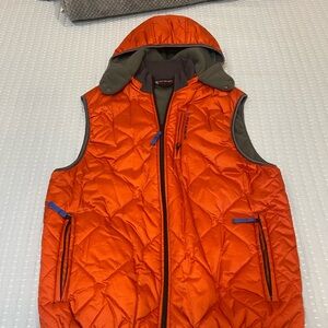 Polo Ralph Lauren Orange Fleece Lined Quilted Vest with Hood